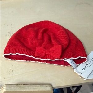 Janie and Jack Vibrant Red Kids Hat with Bow